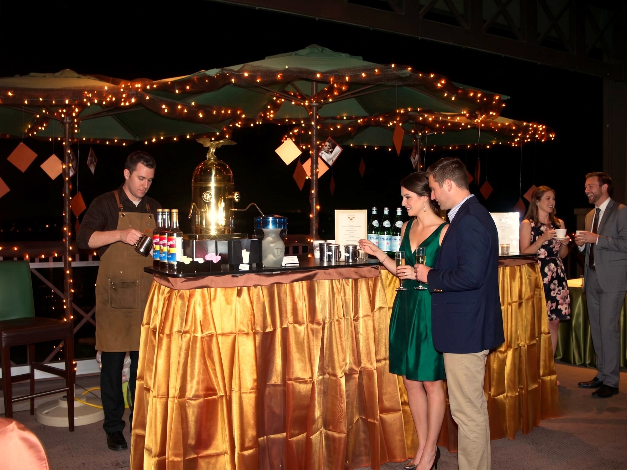 The Espresso Subito bar set up on a rooftop wedding terrace